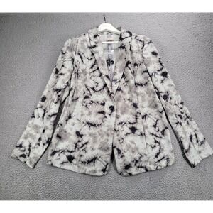LOGO Blazer Size MEDIUM Julia‎ Black White Tie Dye One Button Stretch Knit